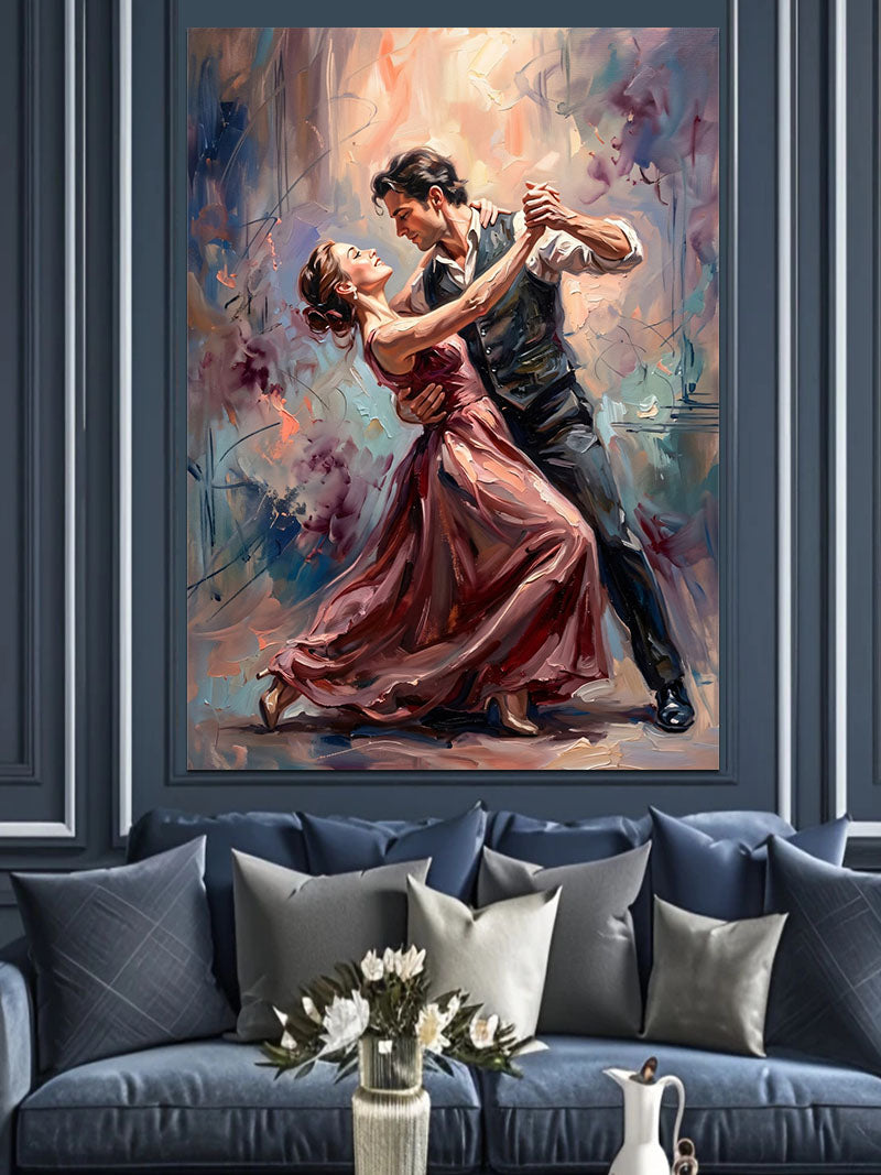 Salon Dansı Yapan Romantik Çift Kanvas Tablo