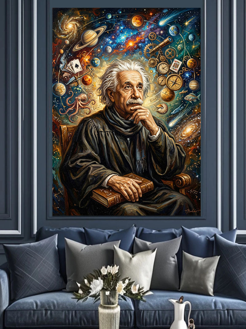Formüller Ve Gezegenler İçinde Einstein Kanvas Tablo
