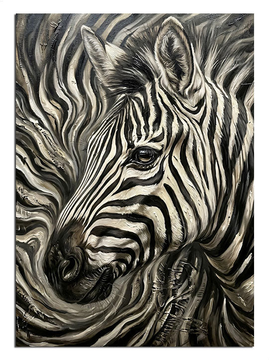 Yakın çekim, karakteristik çizgileriyle zebra yüzü.
