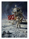 Ay'a iniş yapan ve Türk bayrağı diken astronot.