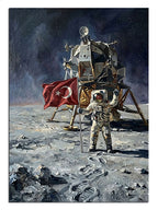 Ay'a iniş yapan ve Türk bayrağı diken astronot.
