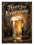 "Beer for Everyone" yazılı köpüklü bira bardağı.