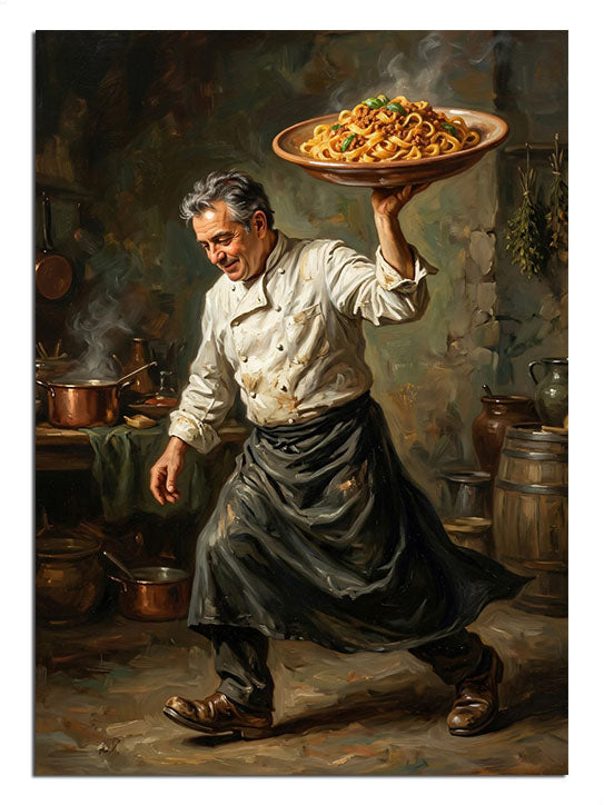 Dev bir kazanda yemek pişiren geleneksel aşçı.
