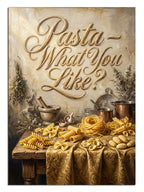 "Pasta - What You Like?" yazılı makarna görseli.