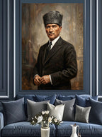 Atatürk Takım Elbiseli Vakur Portre Kanvas Tablo