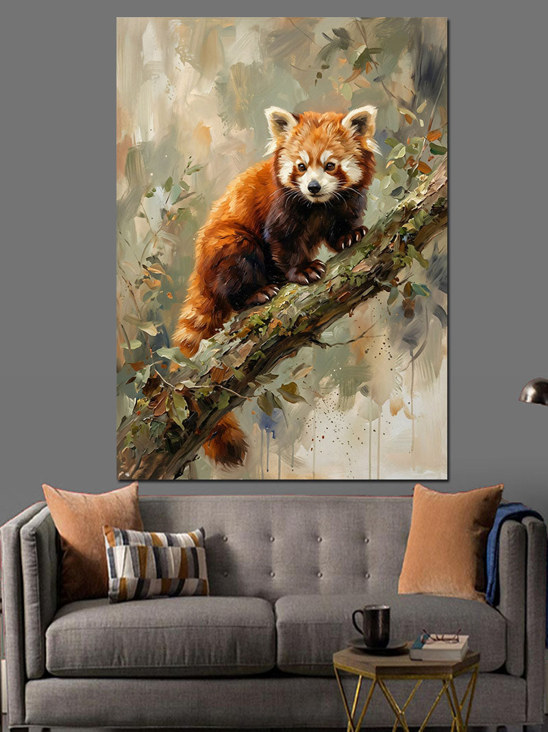 Ağaç Dalında Küçük Kızıl Panda Kanvas Tablo