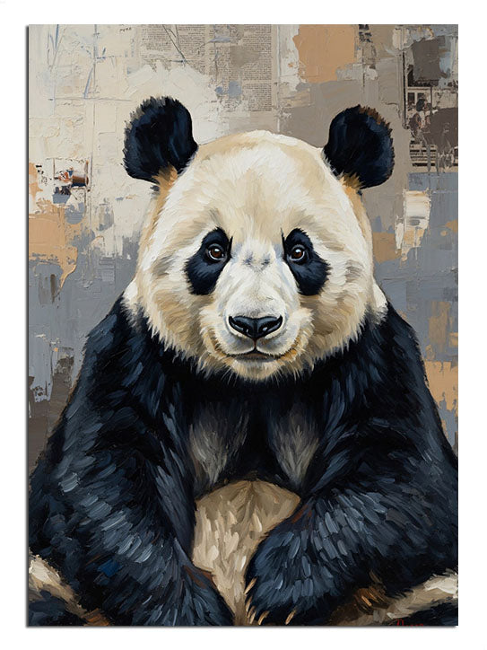 Tüm detaylarıyla vakur duran dev panda portresi.