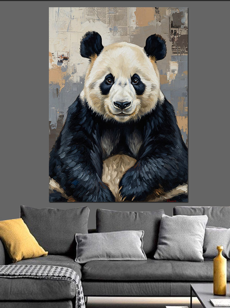 Portre Modunda Dev Panda Yüzü Kanvas Tablo