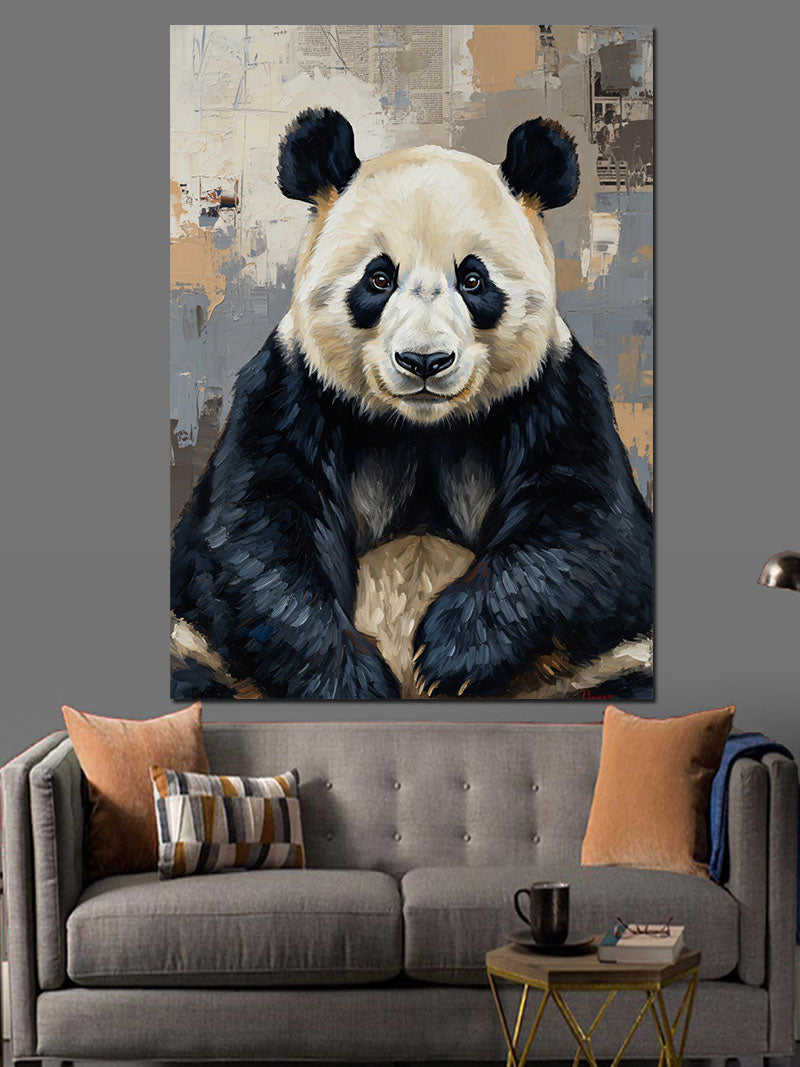 Portre Modunda Dev Panda Yüzü Kanvas Tablo