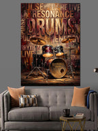 Drums Resonance Müzik Motivasyon Yazısı Kanvas Tablo