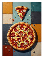İştah açıcı, dumanı tüten taze pizza ve dilimler.