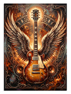 Melek kanatları arasından parlayan klasik gitar.