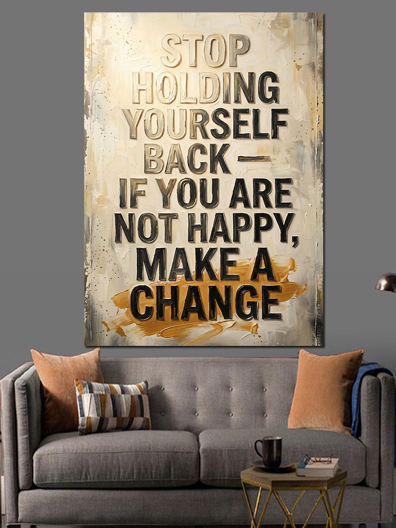 Make A Change Motivasyon Yazısı Kanvas Tablo