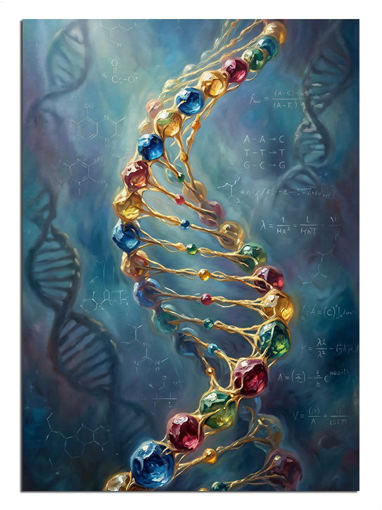 Işıklı ve rengarenk boncuklardan oluşan DNA zinciri.