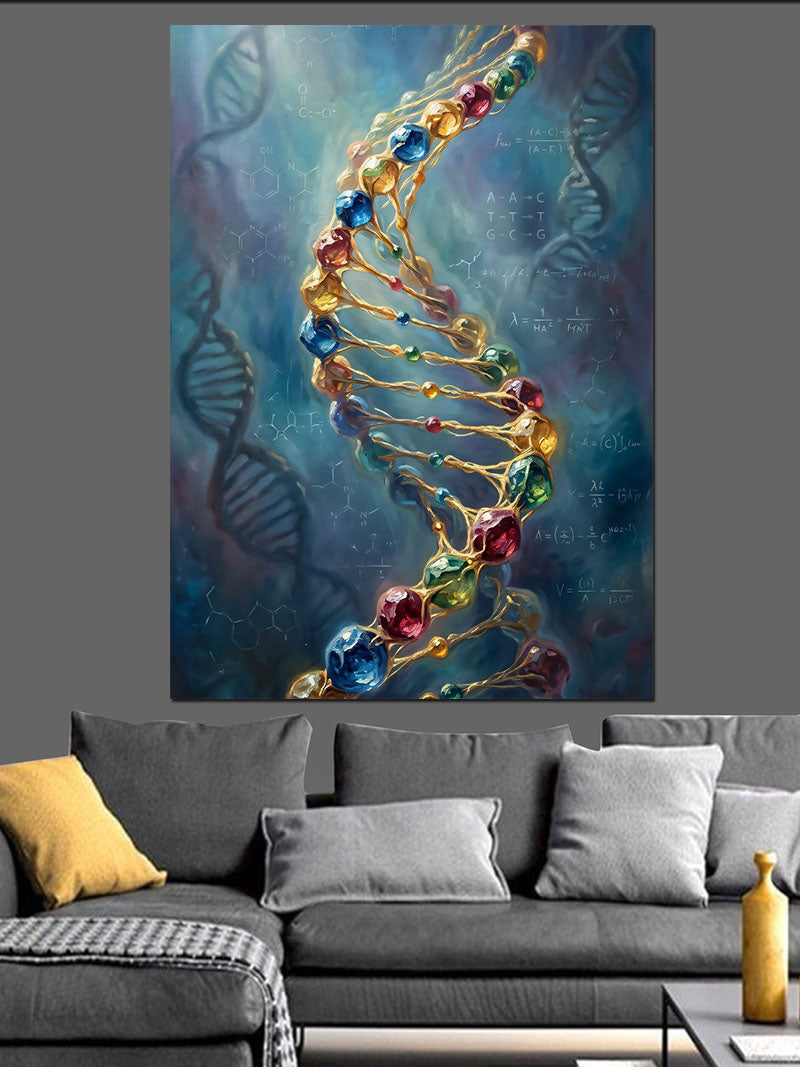 Renkli DNA Sarmalı Bilim Tasarımı Kanvas Tablo