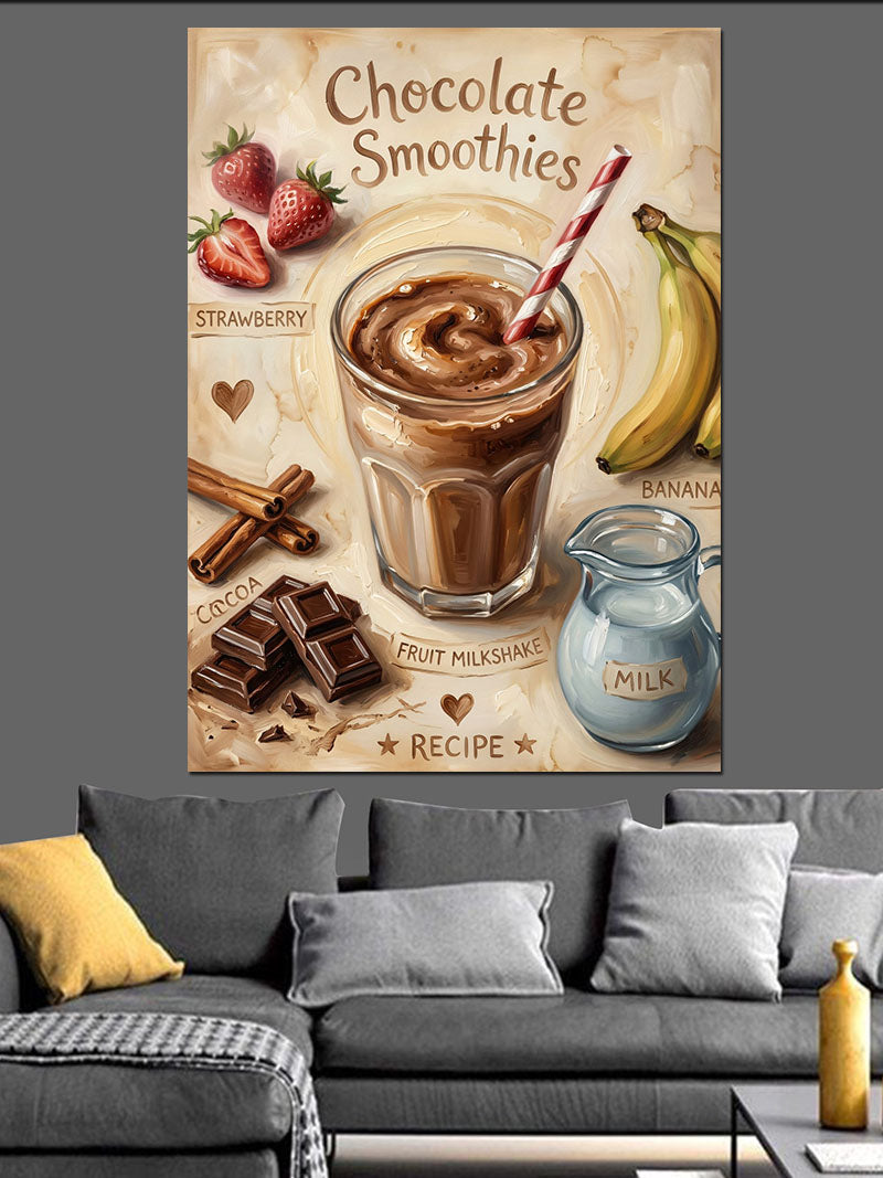 Çikolatalı Smoothie Hazırlanışı Afiş Kanvas Tablo