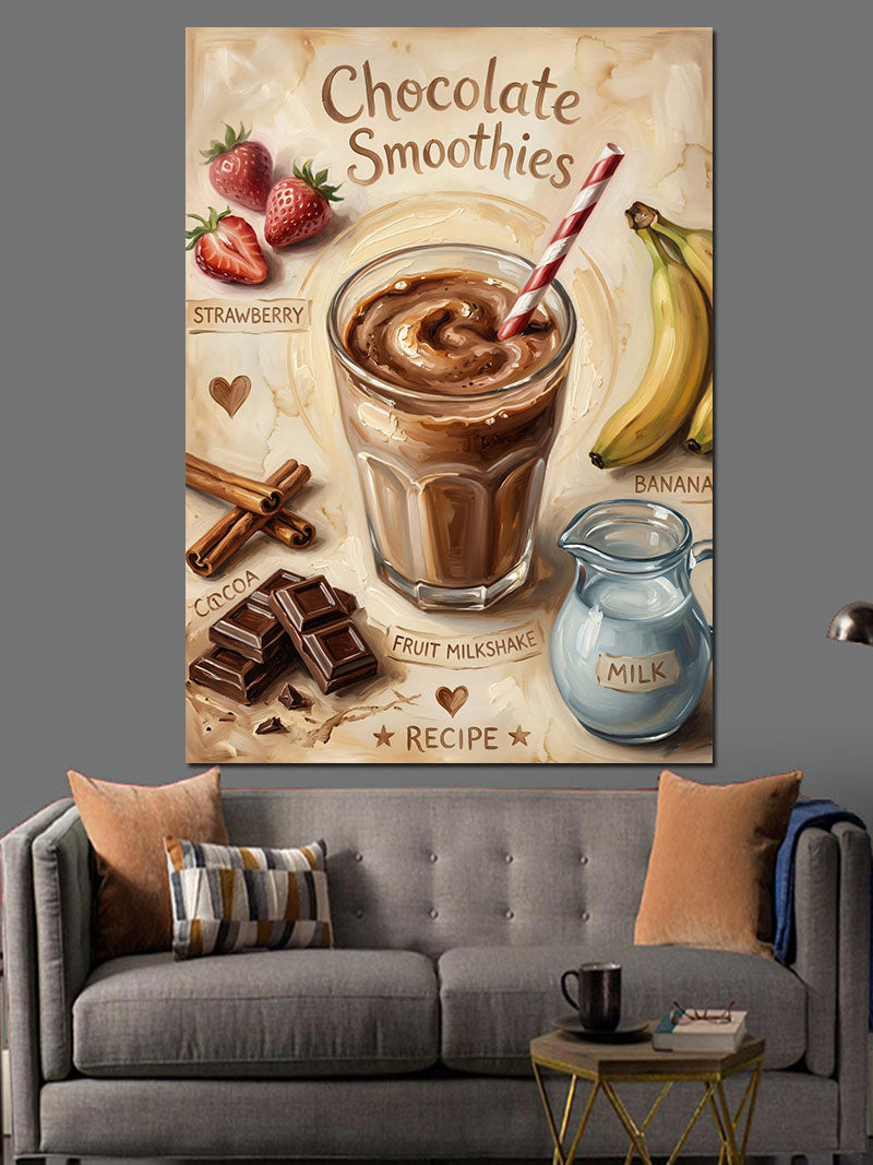 Çikolatalı Smoothie Hazırlanışı Afiş Kanvas Tablo