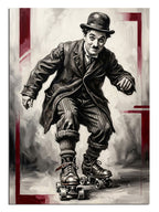 Sinemanın efsane ismi Charlie Chaplin'in patenle imtihanı.