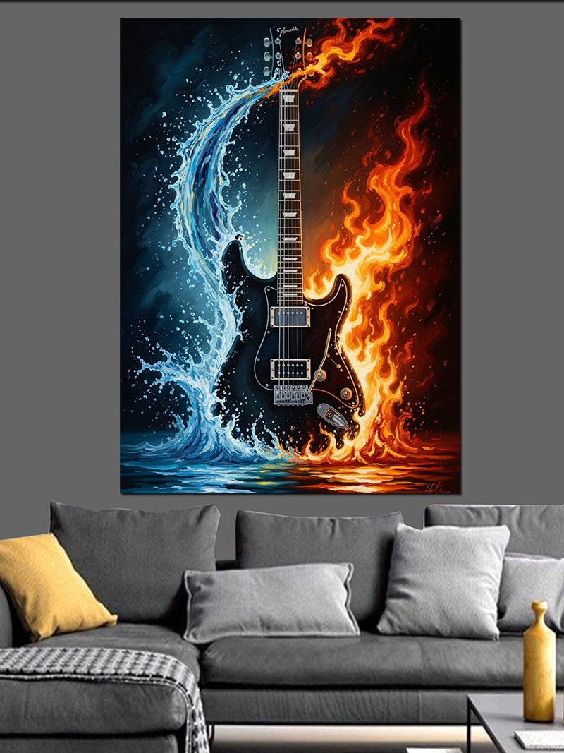 Ateş Ve Buz Elektro Gitar Kanvas Tablo