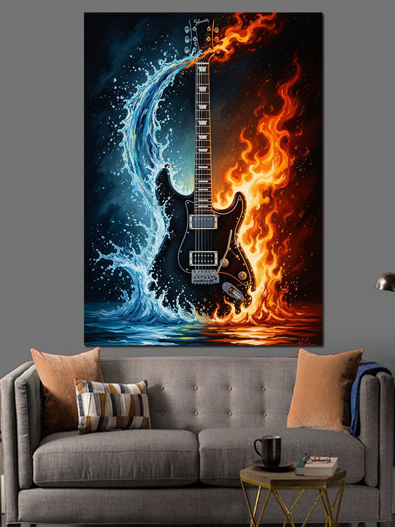 Ateş Ve Buz Elektro Gitar Kanvas Tablo