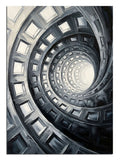 Bakana baş dönmesi hissi veren sonsuz spiral merdiven.
