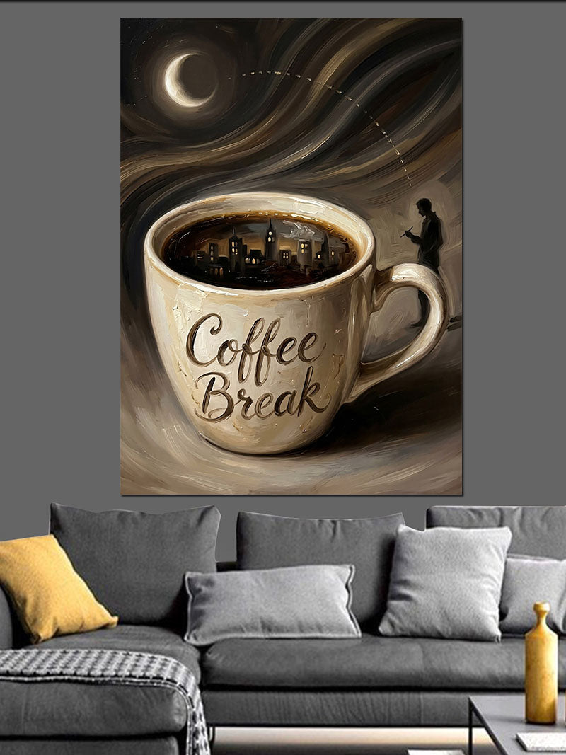 Coffee Break Yazılı Kahve Fincanı Kanvas Tablo