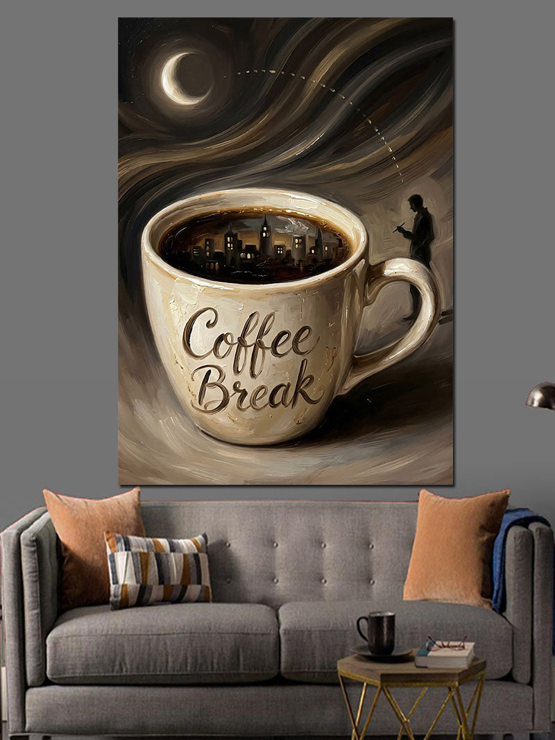 Coffee Break Yazılı Kahve Fincanı Kanvas Tablo
