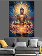 Lotus Çiçeğinde Meditasyon Yapan Buda Kanvas Tablo