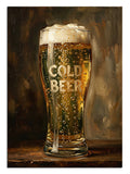 Karanlıkta parlayan, üzerinde "Cold Beer" yazan bira bardağı.
