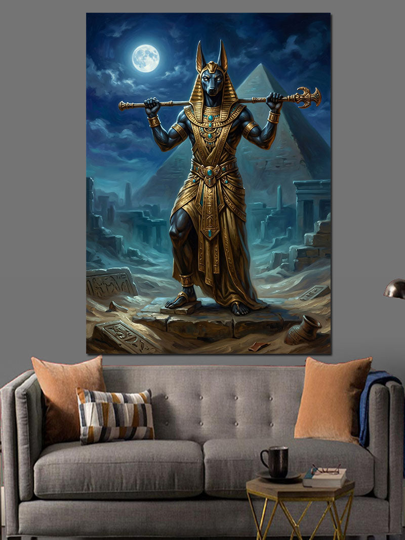 Mısır Tanrısı Anubis Mitolojik Tablo Kanvas Tablo
