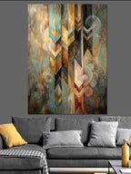 Geometrik Modern Sanat Renkli Şeritler Kanvas Tablo