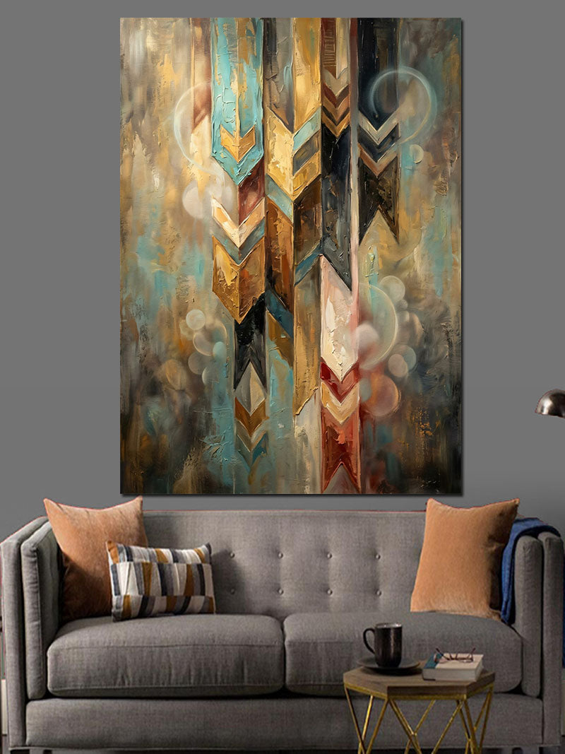Geometrik Modern Sanat Renkli Şeritler Kanvas Tablo