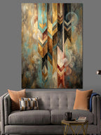 Geometrik Modern Sanat Renkli Şeritler Kanvas Tablo