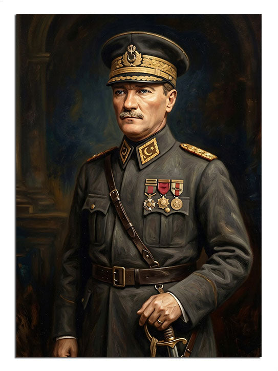 Madalyaları ve vakur duruşuyla Mustafa Kemal Atatürk.