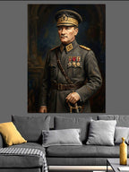 Askeri Üniformalı Mareşal Atatürk Portresi Kanvas Tablo
