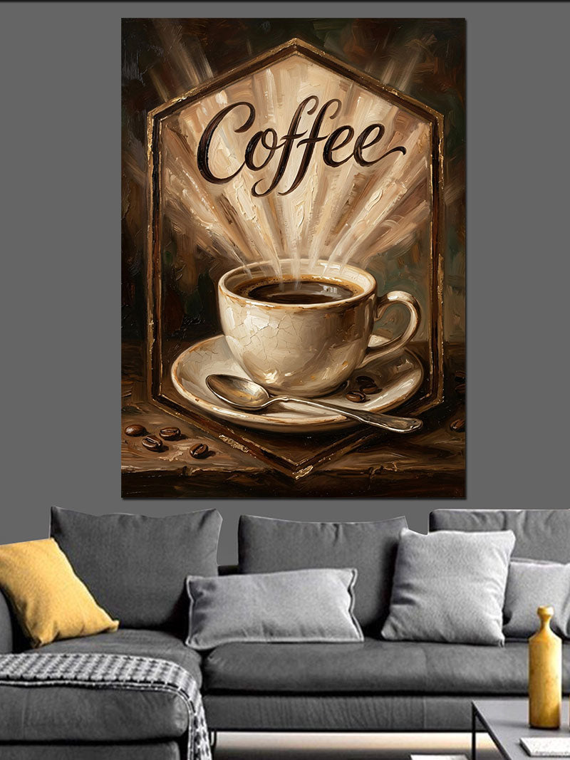 Retro Coffee Shop Kahve Fincanı Kanvas Tablo