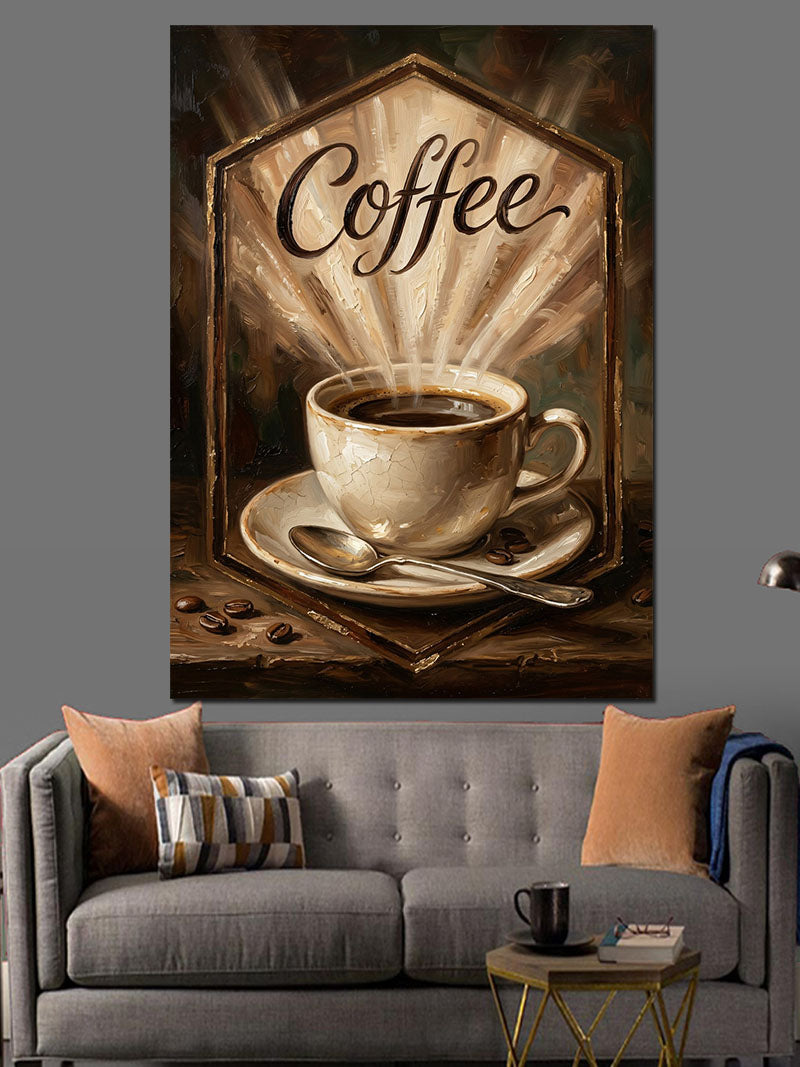 Retro Coffee Shop Kahve Fincanı Kanvas Tablo