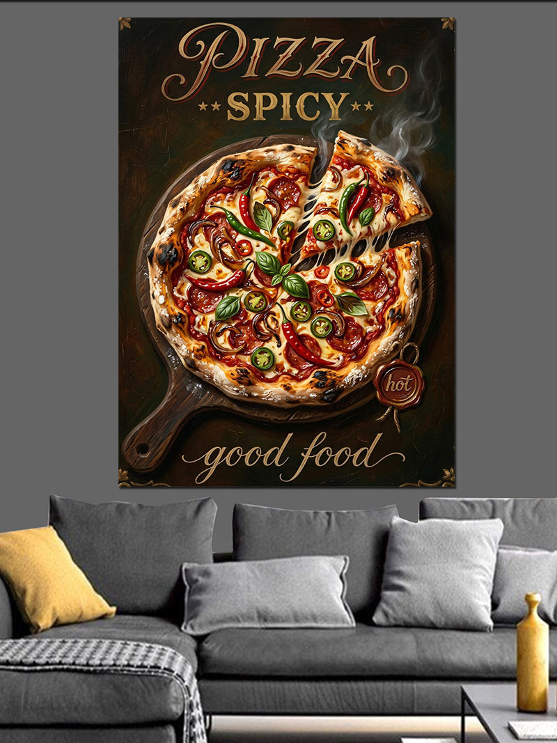 Pizza Spicy Good Food Tabelası Kanvas Tablo