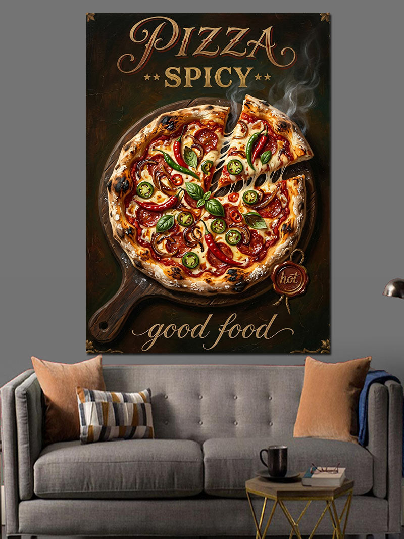 Pizza Spicy Good Food Tabelası Kanvas Tablo