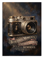 "Capture Memories" yazılı nostaljik fotoğraf makinesi görseli.