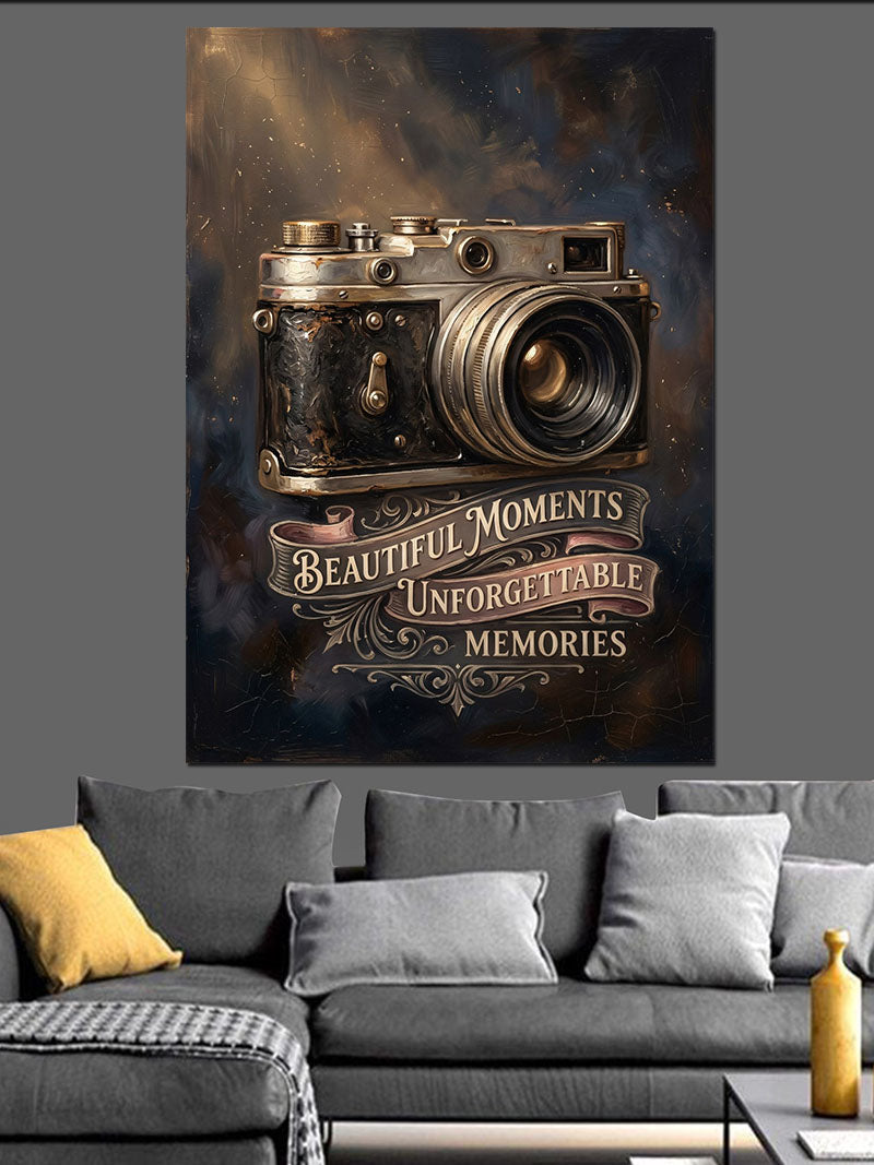 Beautiful Moments Vintage Kamera Tabelası Kanvas Tablo