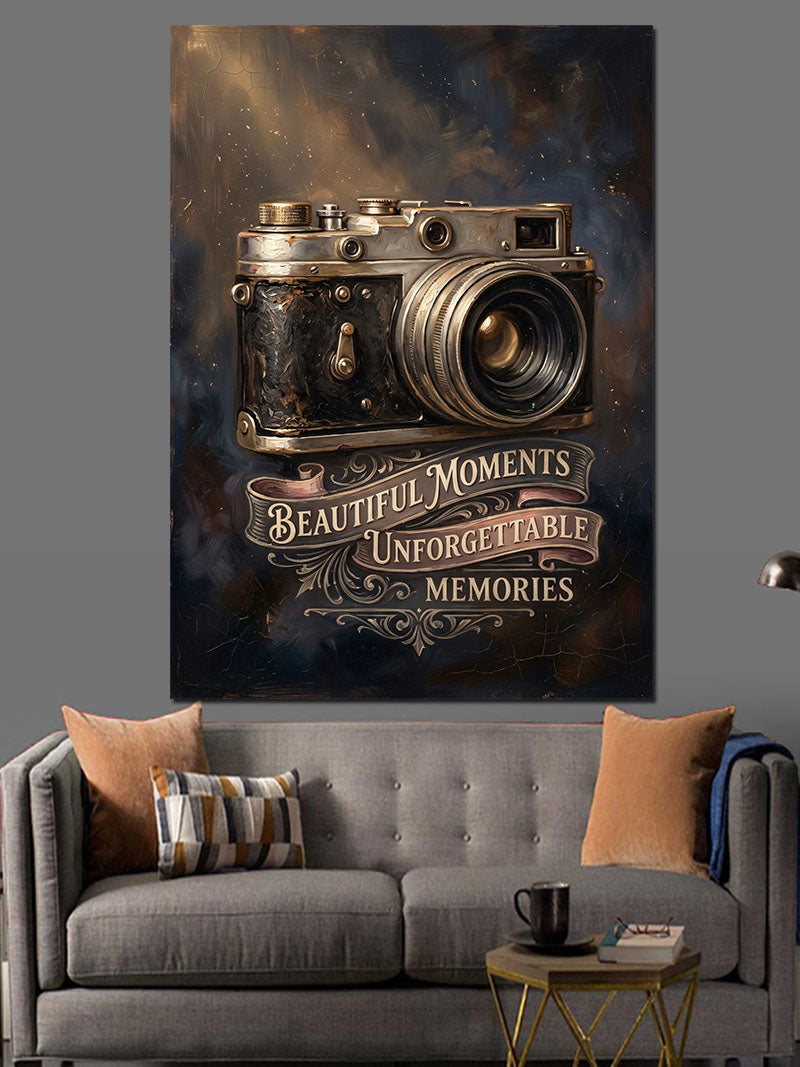 Beautiful Moments Vintage Kamera Tabelası Kanvas Tablo