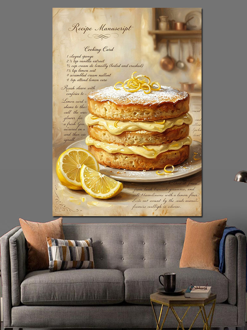 Lemon Cake Yazılı Mutfak Tabelası Kanvas Tablo