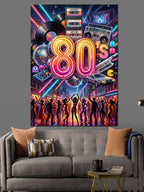 80's Party Yazılı Retro Tasarım Kanvas Tablo
