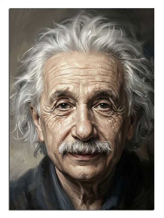 Ünlü dahi Albert Einstein'ın karakteristik sanatsal portresi.