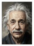Ünlü dahi Albert Einstein'ın karakteristik sanatsal portresi.