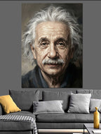 Albert Einstein Siyah Beyaz Portre Kanvas Tablo