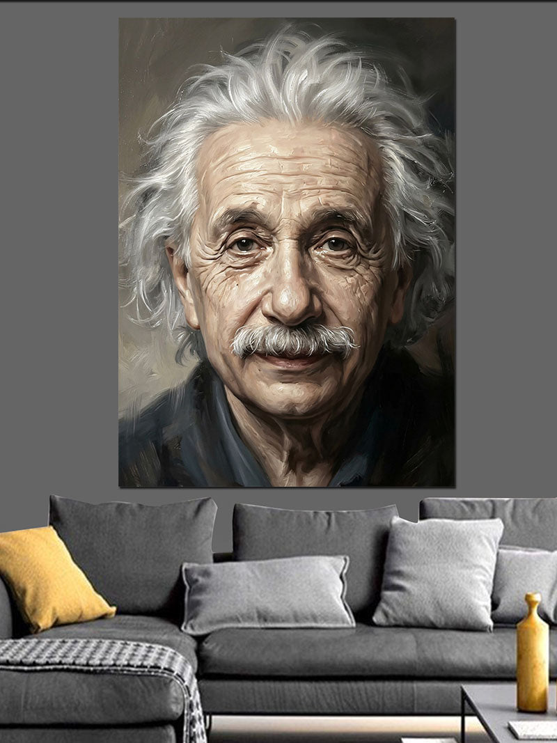 Albert Einstein Siyah Beyaz Portre Kanvas Tablo