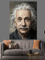Albert Einstein Siyah Beyaz Portre Kanvas Tablo