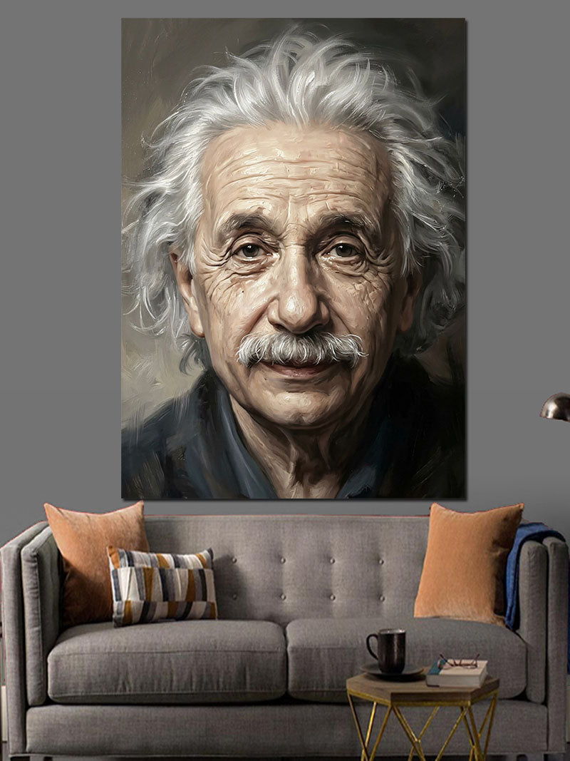 Albert Einstein Siyah Beyaz Portre Kanvas Tablo